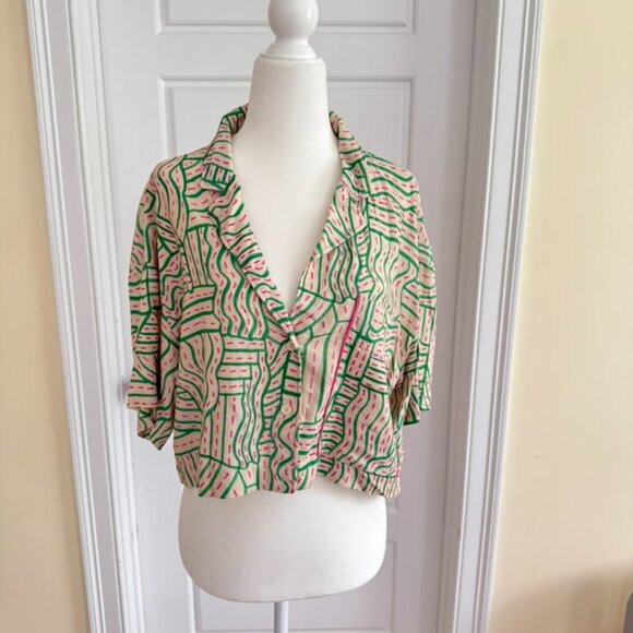 Zara Button Down Crop Shirt - Picture 1 of 7